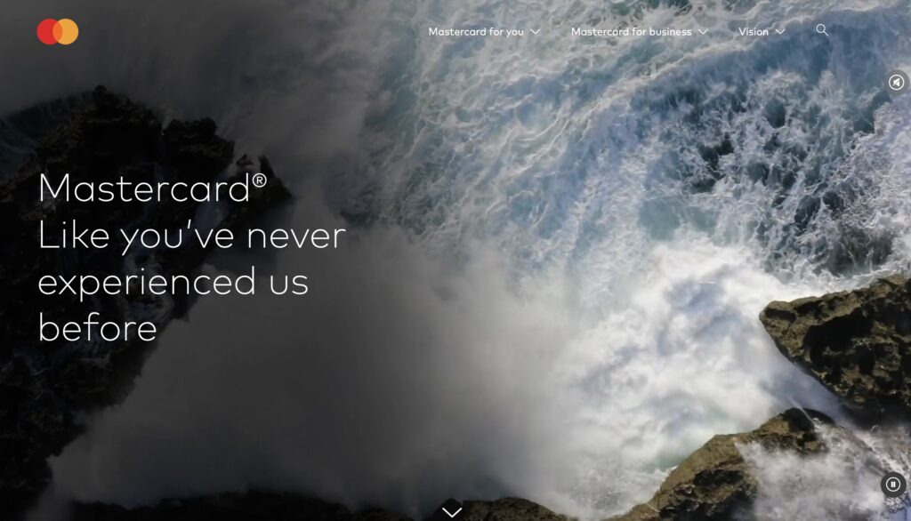 The visual picture of Mastercard global payment card company main page US.