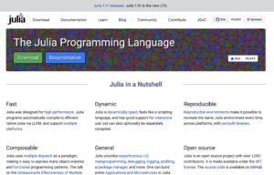 The Julia programming language visual picture the main page.