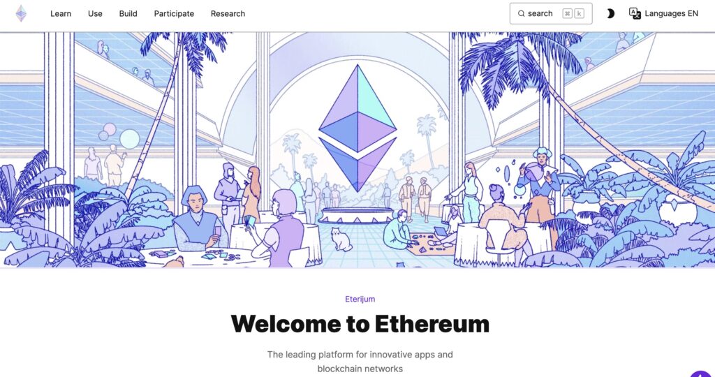 The visual picture of Ethereum technology main page.
