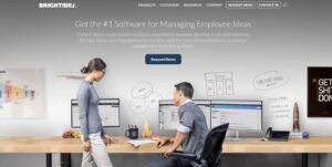 Brightidea innovative management tool. business productivity software. visual picture of Brightidea software main page.