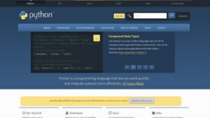 The Python programming language visual picture of the main page