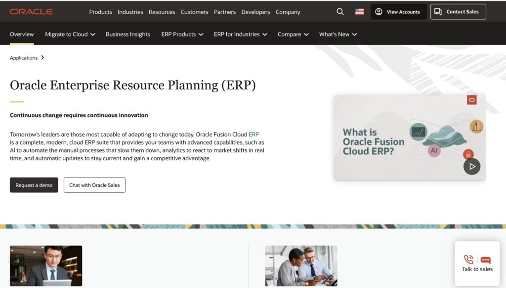 The visual picture of Oracle ERP Cloud system main page.